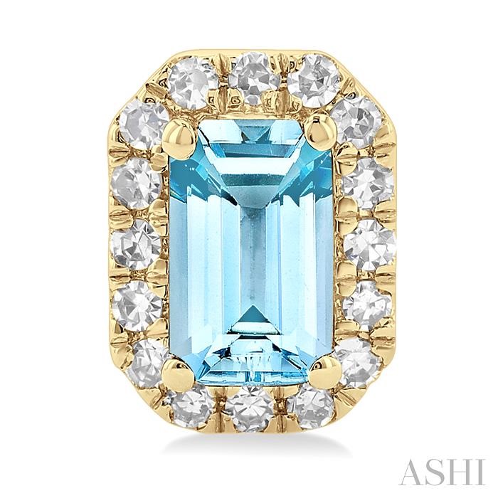 Emerald Shape Gemstone & Halo Diamond Earrings