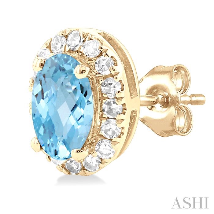 Oval Shape Gemstone & Halo Diamond Earrings