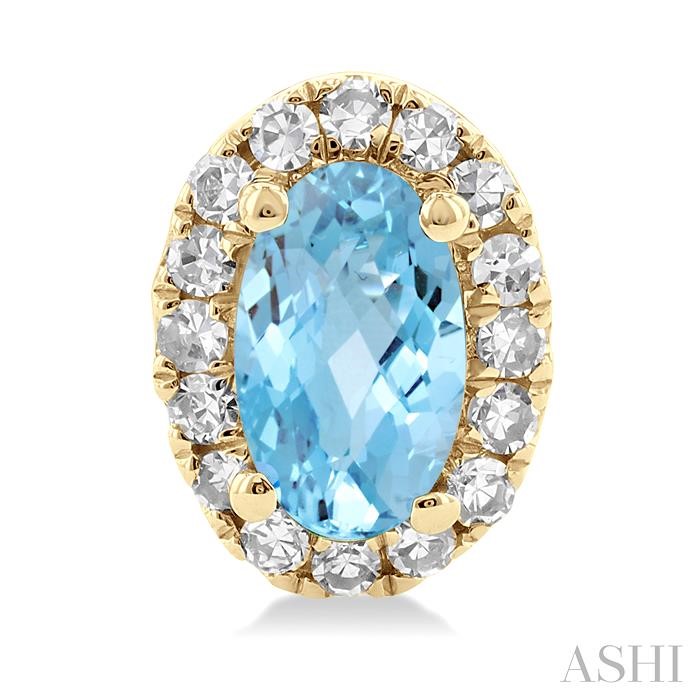 Oval Shape Gemstone & Halo Diamond Earrings