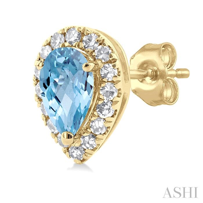Pear Shape Gemstone & Halo Diamond Earrings