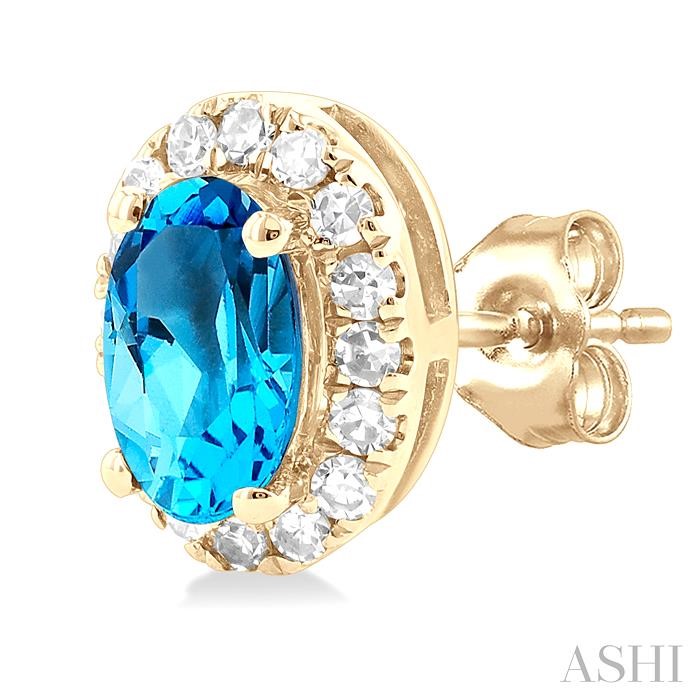 Oval Shape Gemstone & Halo Diamond Earrings