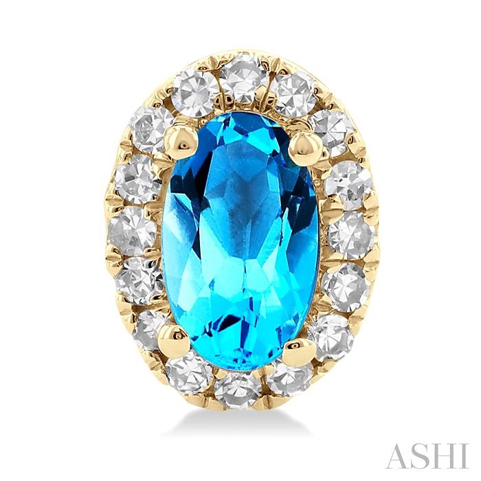 Oval Shape Gemstone & Halo Diamond Earrings