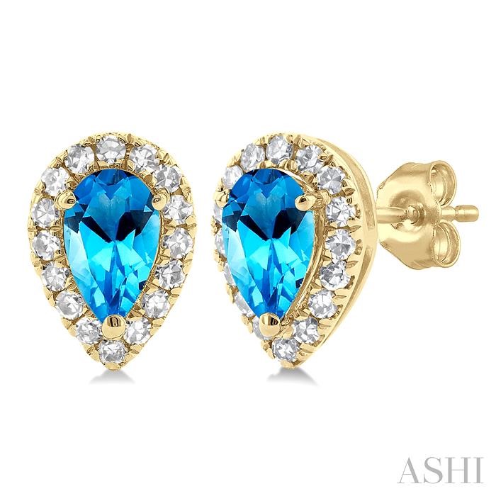 Pear Shape Gemstone & Halo Diamond Earrings