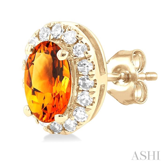 Oval Shape Gemstone & Halo Diamond Earrings