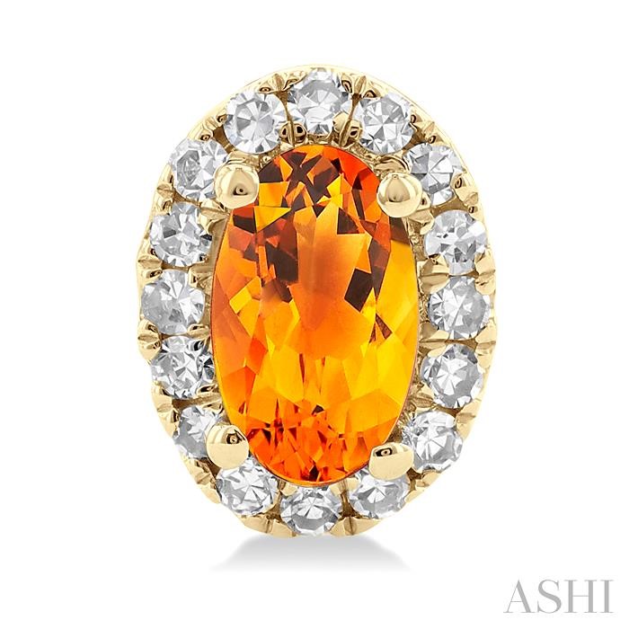 Oval Shape Gemstone & Halo Diamond Earrings