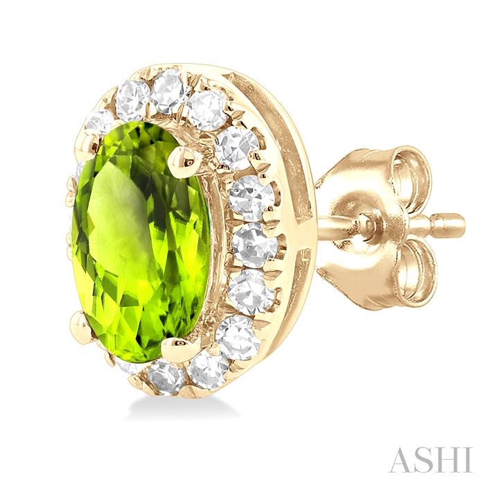 Oval Shape Gemstone & Halo Diamond Earrings