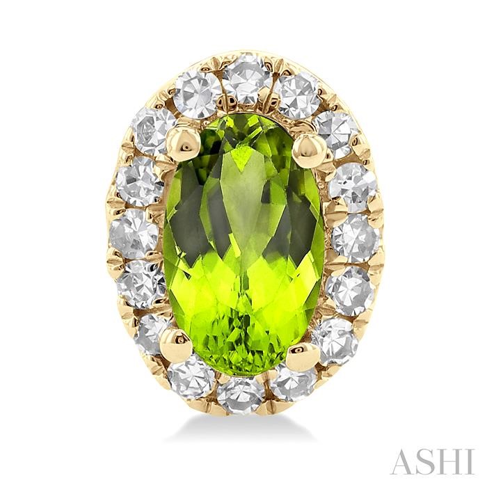 Oval Shape Gemstone & Halo Diamond Earrings