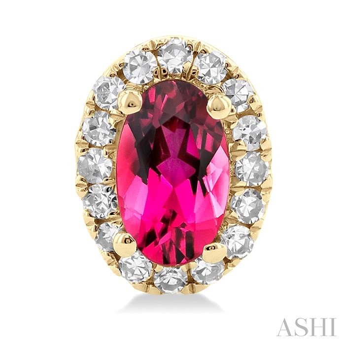 Oval Shape Gemstone & Halo Diamond Earrings