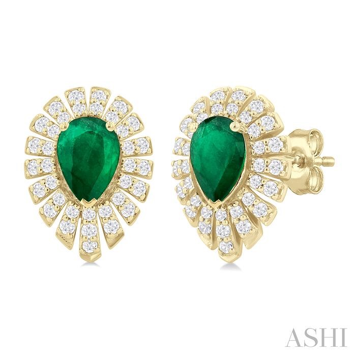 Pear Shape Gemstone & Diamond Earrings