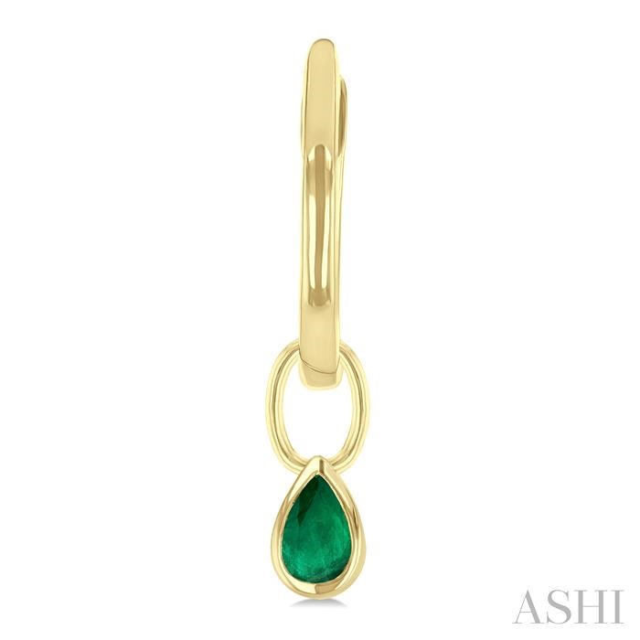 Pear Shape Bezel Set Gemstone Huggie Fashion Earrings