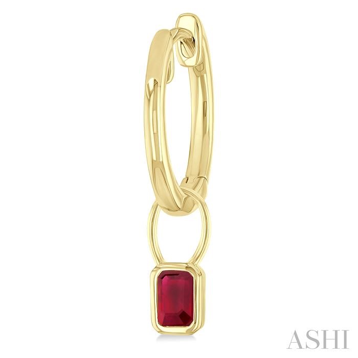 Emerald Shape Bezel Set Gemstone Huggie Fashion Earrings