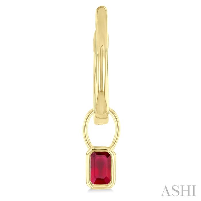Emerald Shape Bezel Set Gemstone Huggie Fashion Earrings