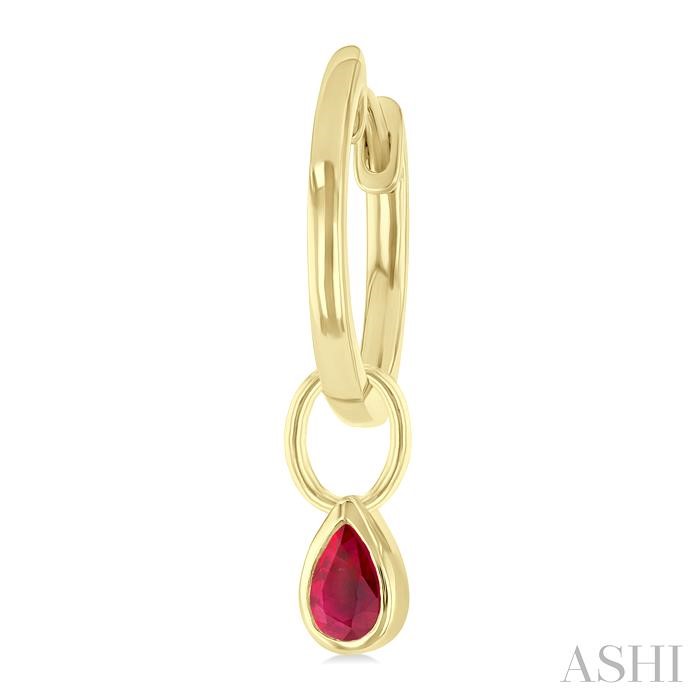 Pear Shape Bezel Set Gemstone Huggie Fashion Earrings