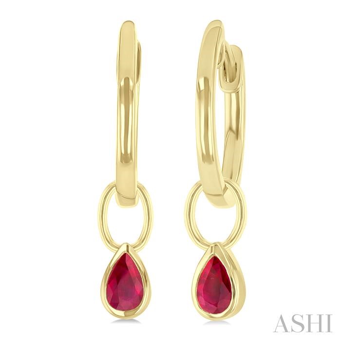 Pear Shape Bezel Set Gemstone Huggie Fashion Earrings
