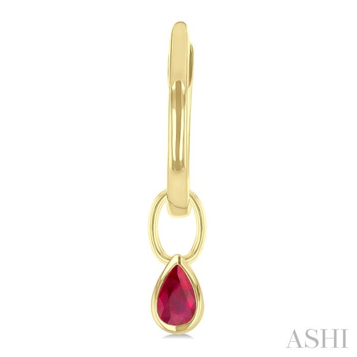 Pear Shape Bezel Set Gemstone Huggie Fashion Earrings
