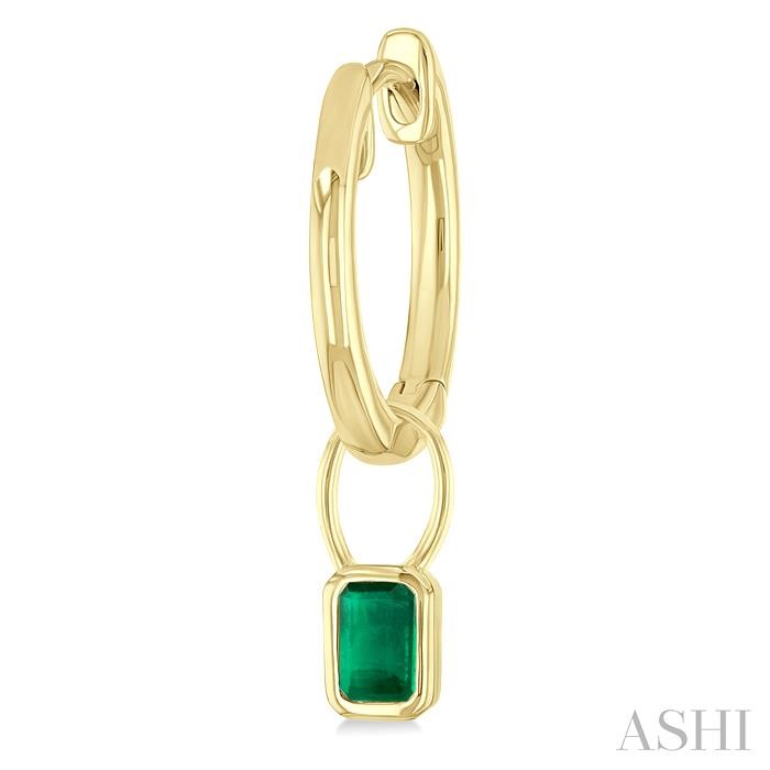 Emerald Shape Bezel Set Gemstone Huggie Fashion Earrings
