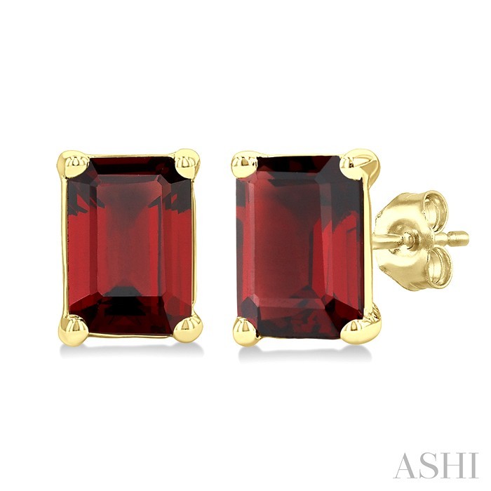 Emerald Shape Gemstone Stud Earrings