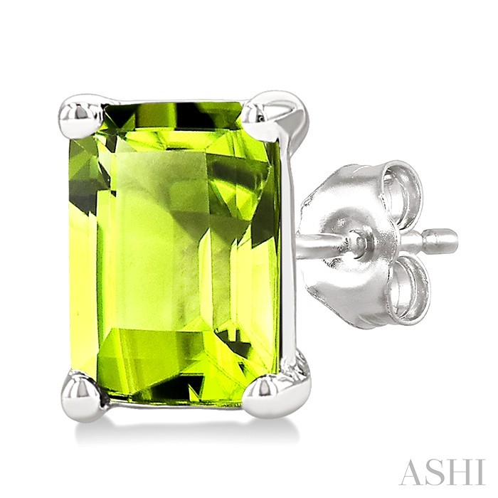 Emerald Shape Gemstone Stud Earrings