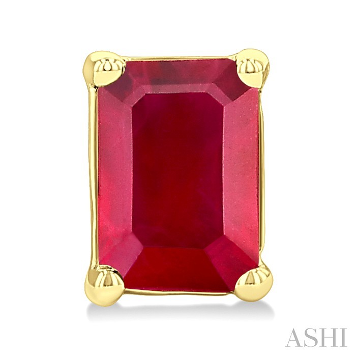 Emerald Shape Gemstone Stud Earrings