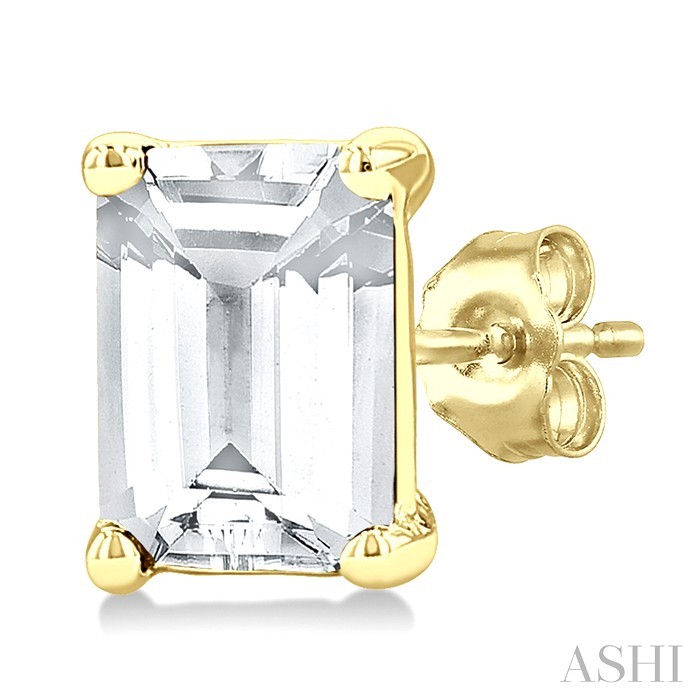 Emerald Shape Gemstone Stud Earrings