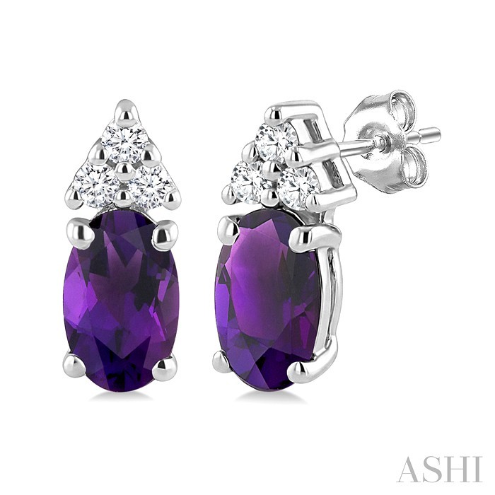 Oval Shape Gemstone & Diamond Earrings