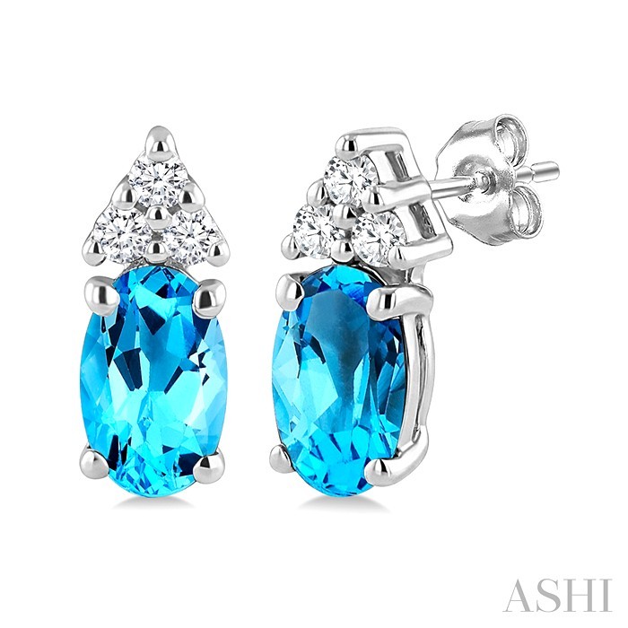 Oval Shape Gemstone & Diamond Earrings