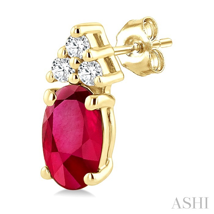 Oval Shape Gemstone & Diamond Earrings