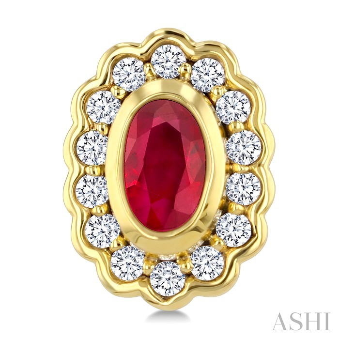 Bold Oval Shape Gemstone & Diamond Earrings