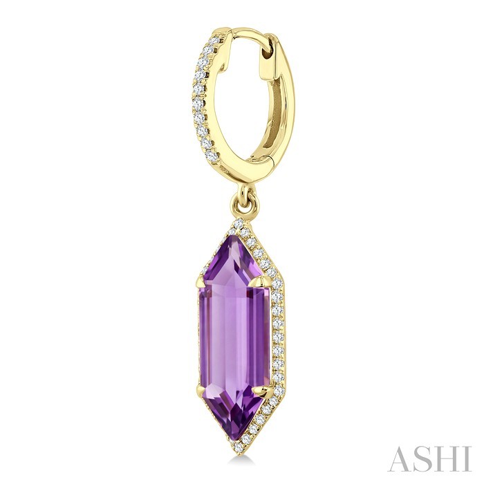 Evoque Gemstone Hexagon Shape & Halo Diamond Earrings
