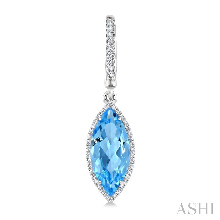 Evoque Gemstone Marquise Shape & Halo Diamond Earrings