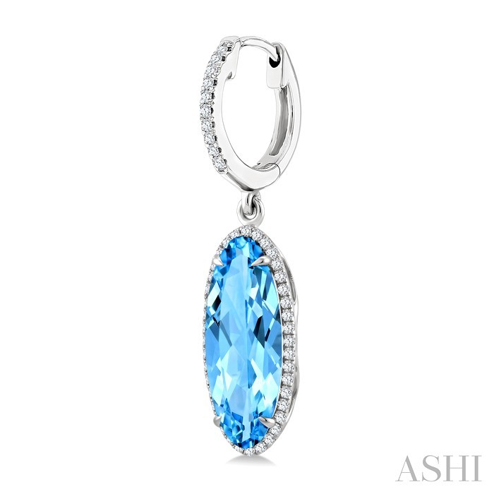 Evoque Gemstone Oval Shape & Halo Diamond Earrings