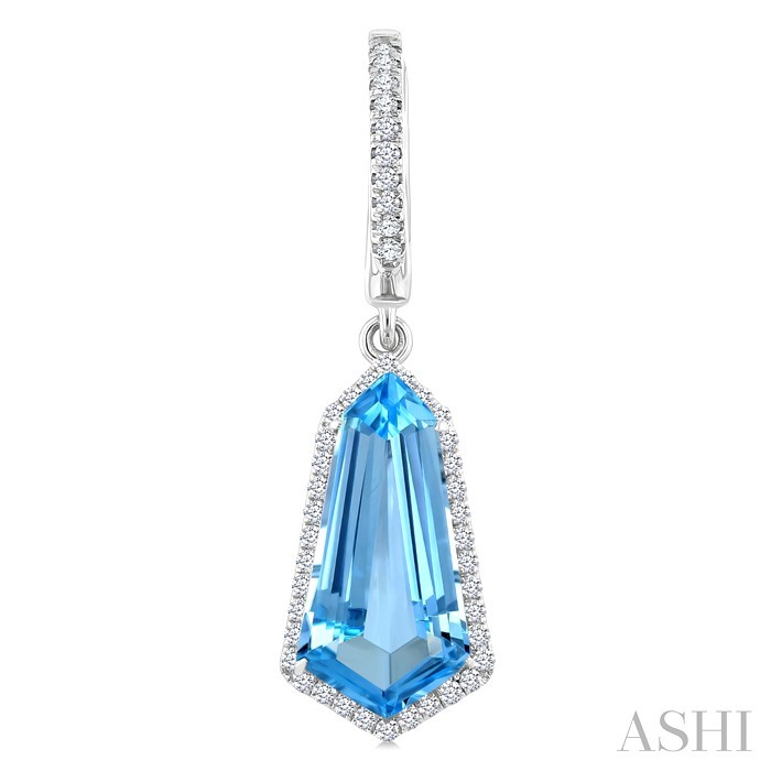 Evoque Gemstone Shield Shape & Halo Diamond Earrings