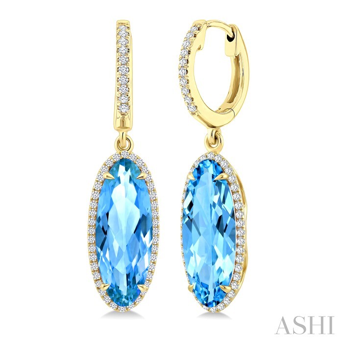 Evoque Gemstone Oval Shape & Halo Diamond Earrings
