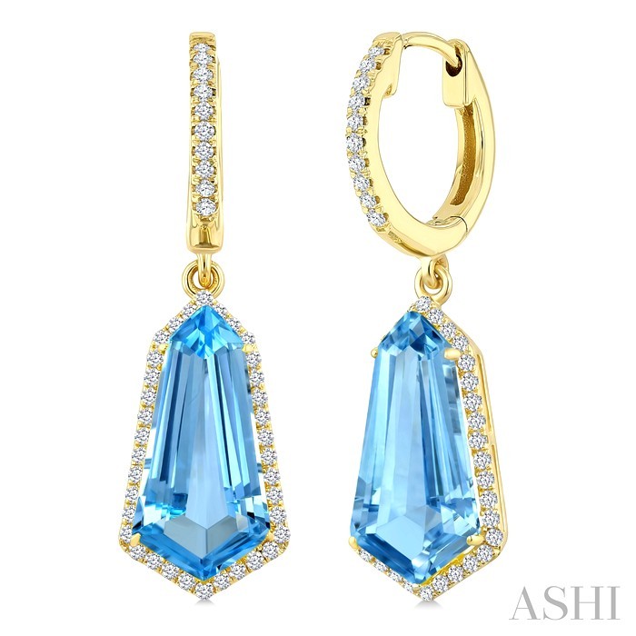 Shield Shape Gemstone & Halo Diamond Earrings