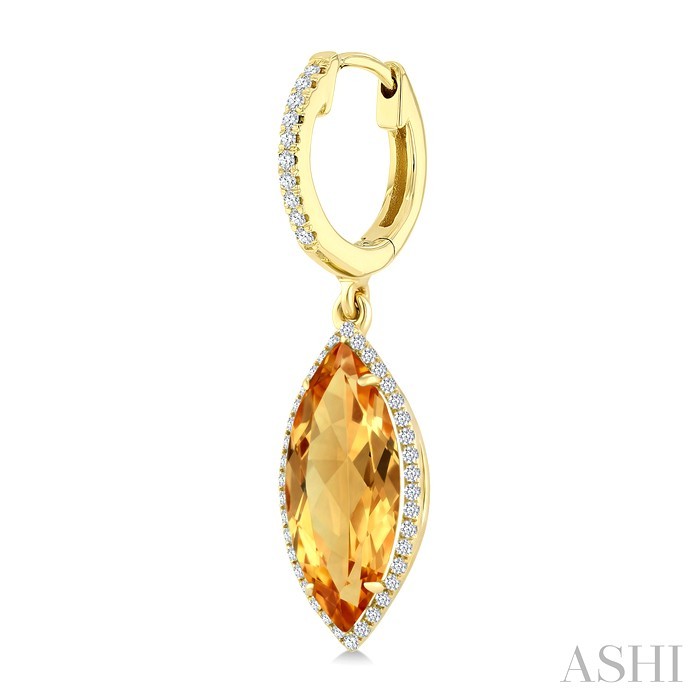 Evoque Gemstone Marquise Shape & Halo Diamond Earrings