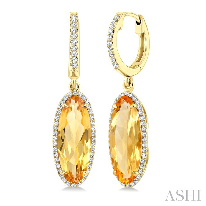 Oval Shape Gemstone & Halo Diamond Earrings