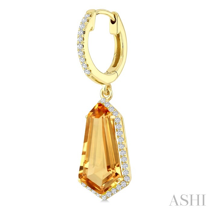 Evoque Gemstone Shield Shape & Halo Diamond Earrings