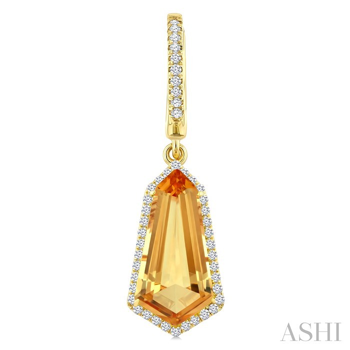 Evoque Gemstone Shield Shape & Halo Diamond Earrings