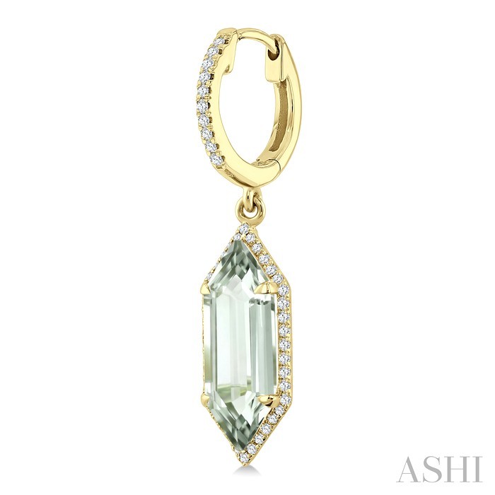 Evoque Gemstone Hexagon Shape & Halo Diamond Earrings