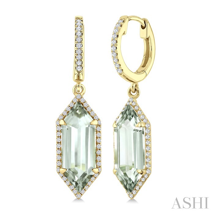 Evoque Gemstone Hexagon Shape & Halo Diamond Earrings