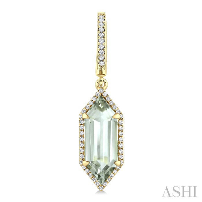 Evoque Gemstone Hexagon Shape & Halo Diamond Earrings