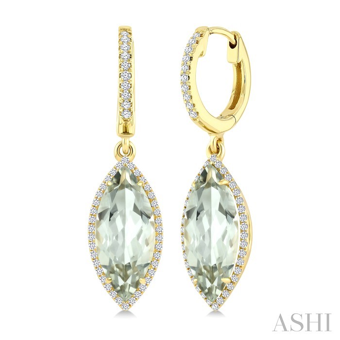 Marquise Shape Gemstone & Halo Diamond Earrings