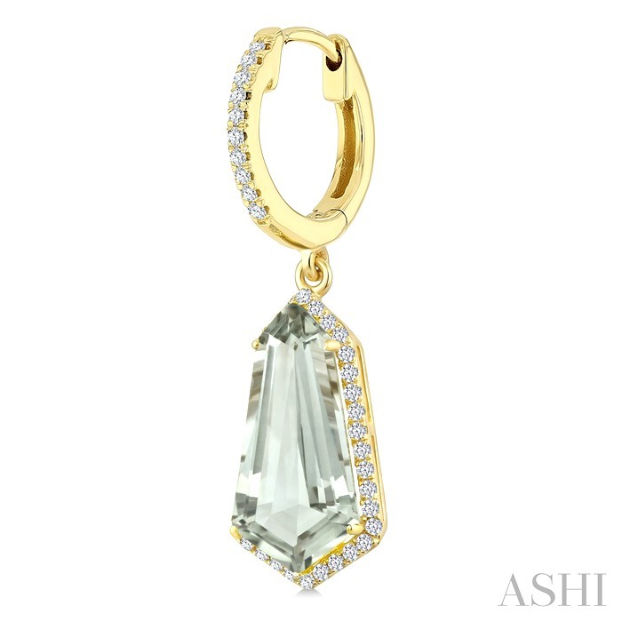 Evoque Gemstone Shield Shape & Halo Diamond Earrings