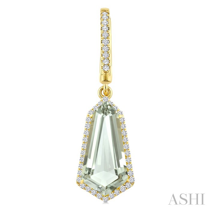 Evoque Gemstone Shield Shape & Halo Diamond Earrings