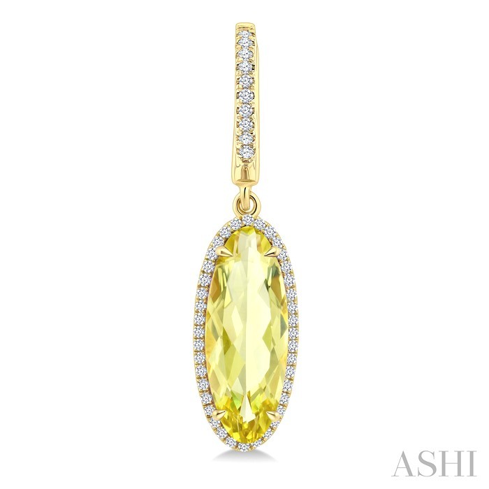 Evoque Gemstone Oval Shape & Halo Diamond Earrings