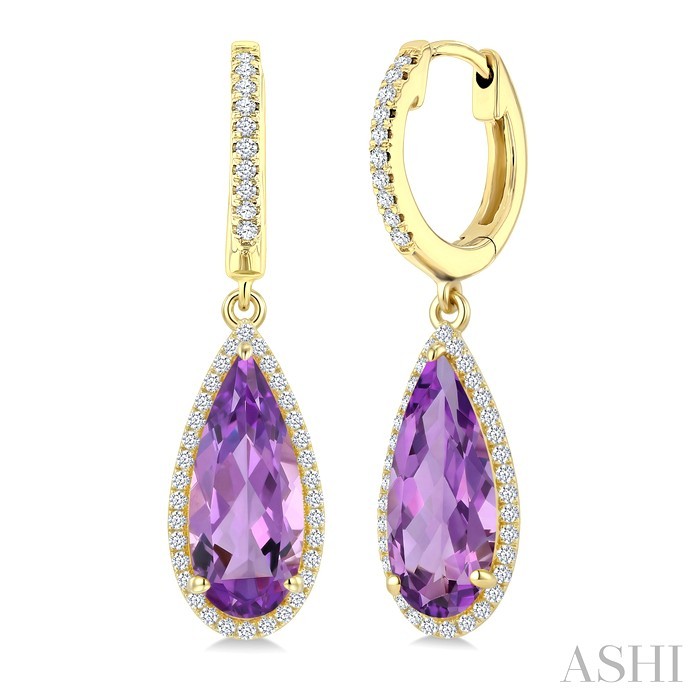 Pear Shape Gemstone & Halo Diamond Earrings