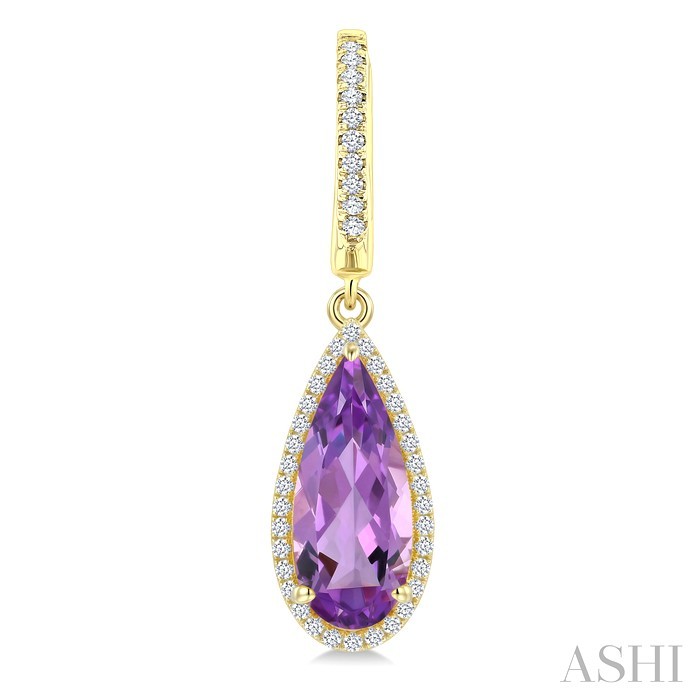 Evoque Gemstone Pear Shape & Halo Diamond Earrings