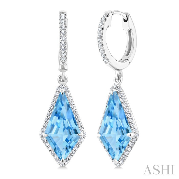 Kite Shape Gemstone & Halo Diamond Earrings
