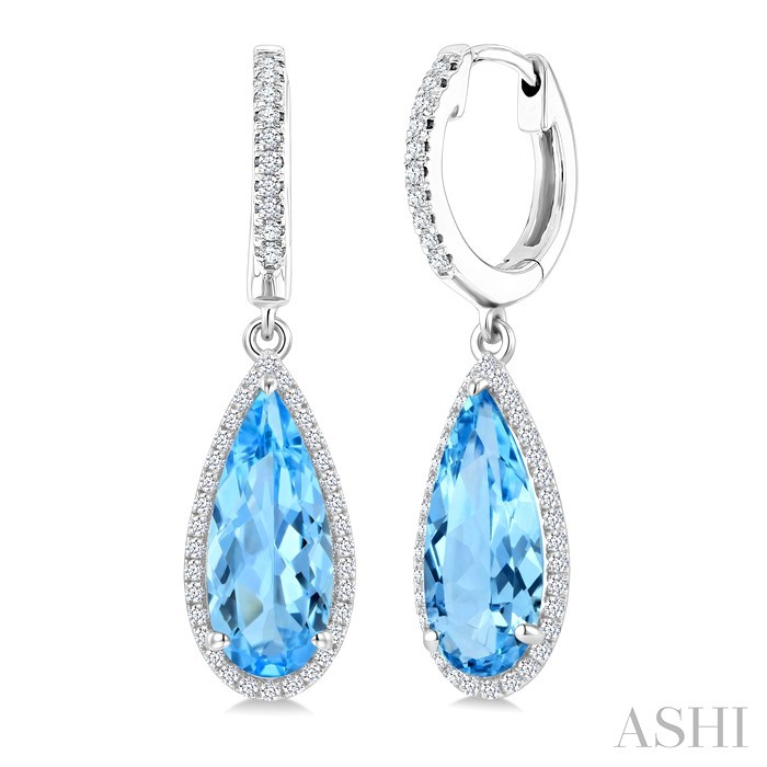 Pear Shape Gemstone & Halo Diamond Earrings