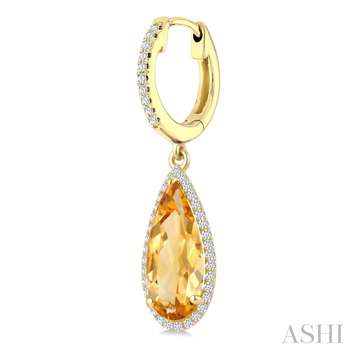 Evoque Gemstone Pear Shape & Halo Diamond Earrings